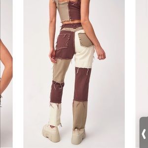Jaded London Brown Patchwork jeans